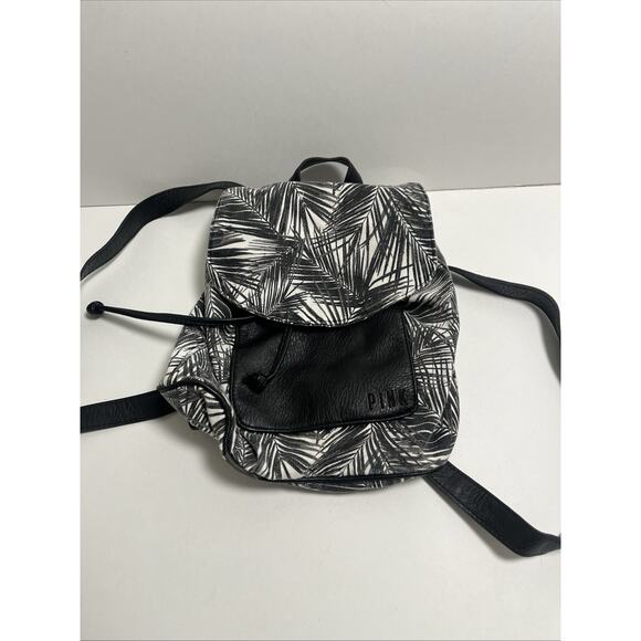 PINK Backpack purse leather and cloth Palm‎ pattern size 13 x 10 - Picture 1 of 6